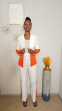 Load image into Gallery viewer, Snatched White and Orange Two-Piece Suit