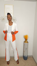 Load image into Gallery viewer, Snatched White and Orange Two-Piece Suit