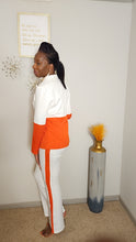 Load image into Gallery viewer, Snatched White and Orange Two-Piece Suit