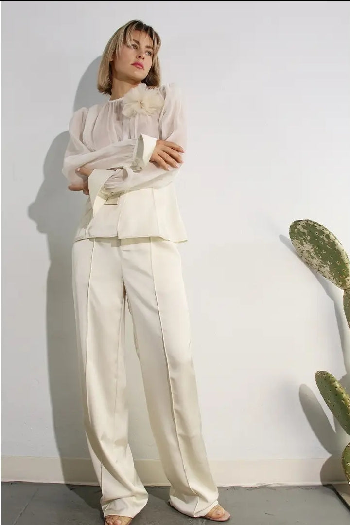 Perfect & Posh Satin Pants and Blouse Set