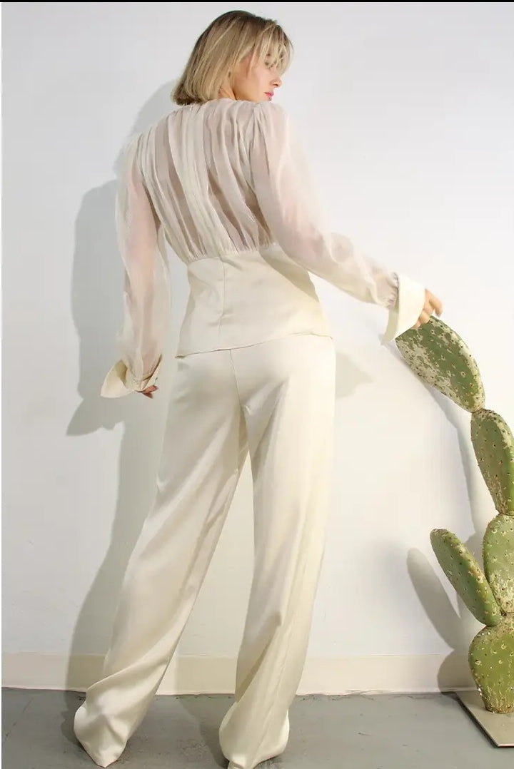 Perfect & Posh Satin Pants and Blouse Set