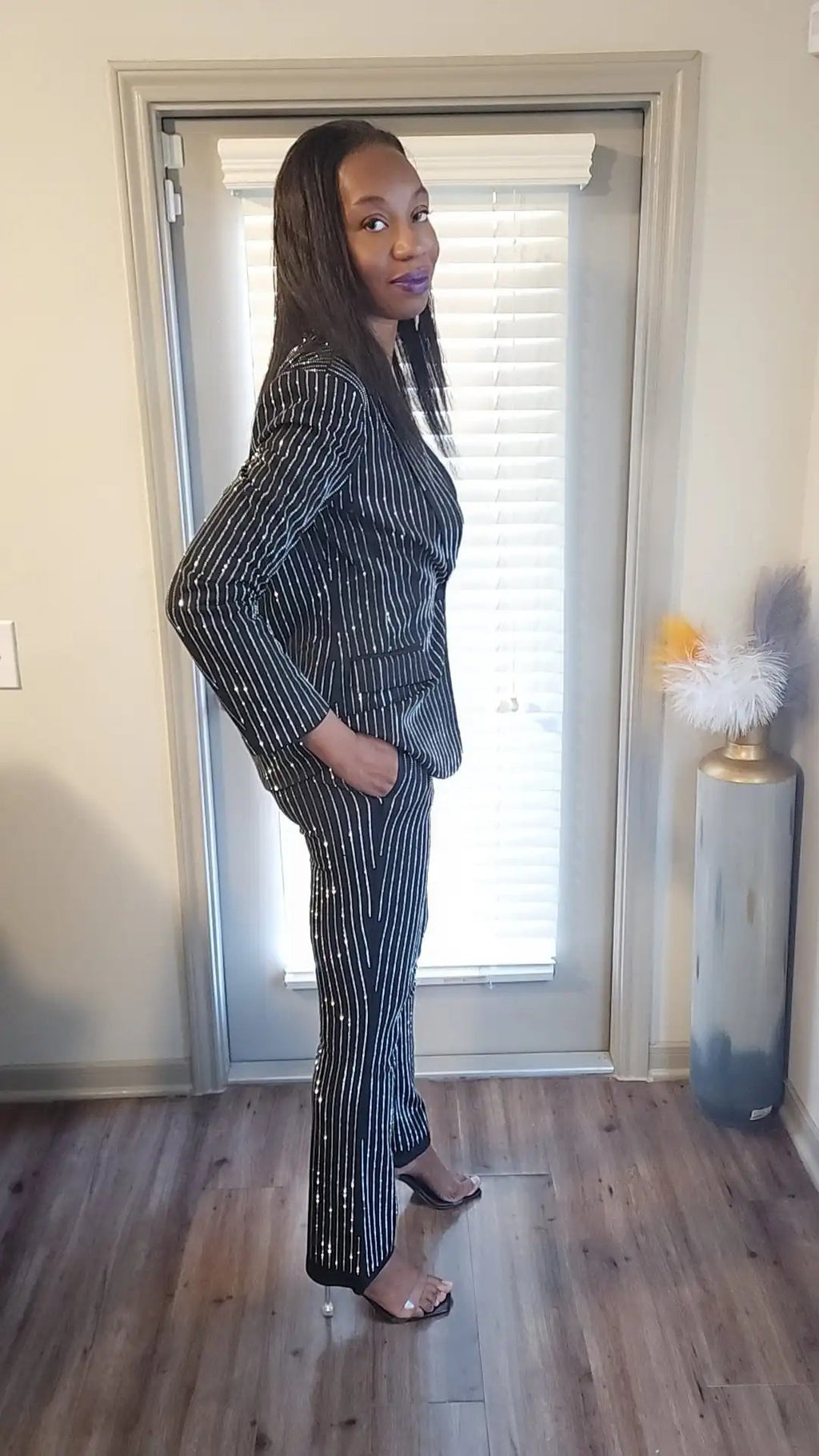 Positioned With Purpose Rhinestone Pinstripe Pants