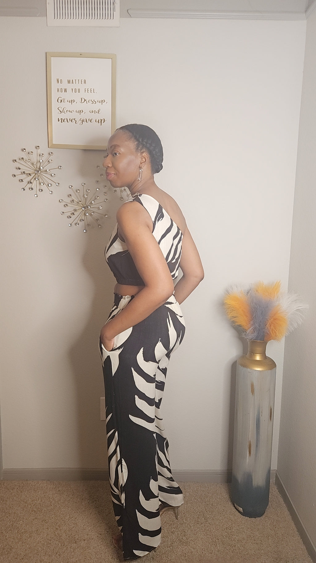 Gracefully Bold One-Shoulder Two-Piece Set