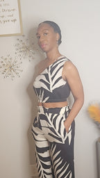 Gracefully Bold One-Shoulder Two-Piece Set