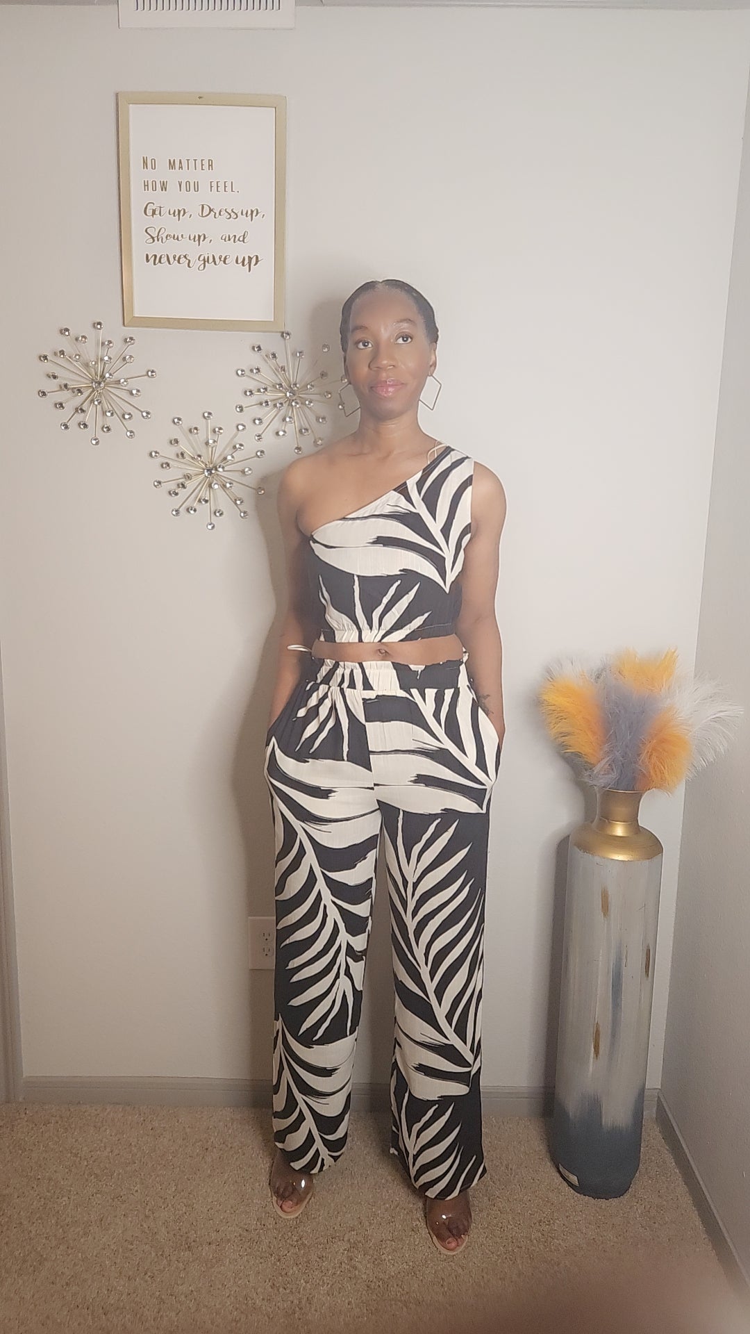 Gracefully Bold One-Shoulder Two-Piece Set