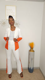 Snatched White and Orange Two-Piece Suit
