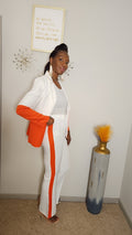 Snatched White and Orange Two-Piece Suit