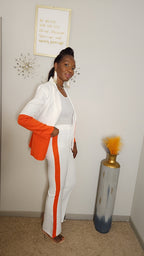 Snatched White and Orange Two-Piece Suit