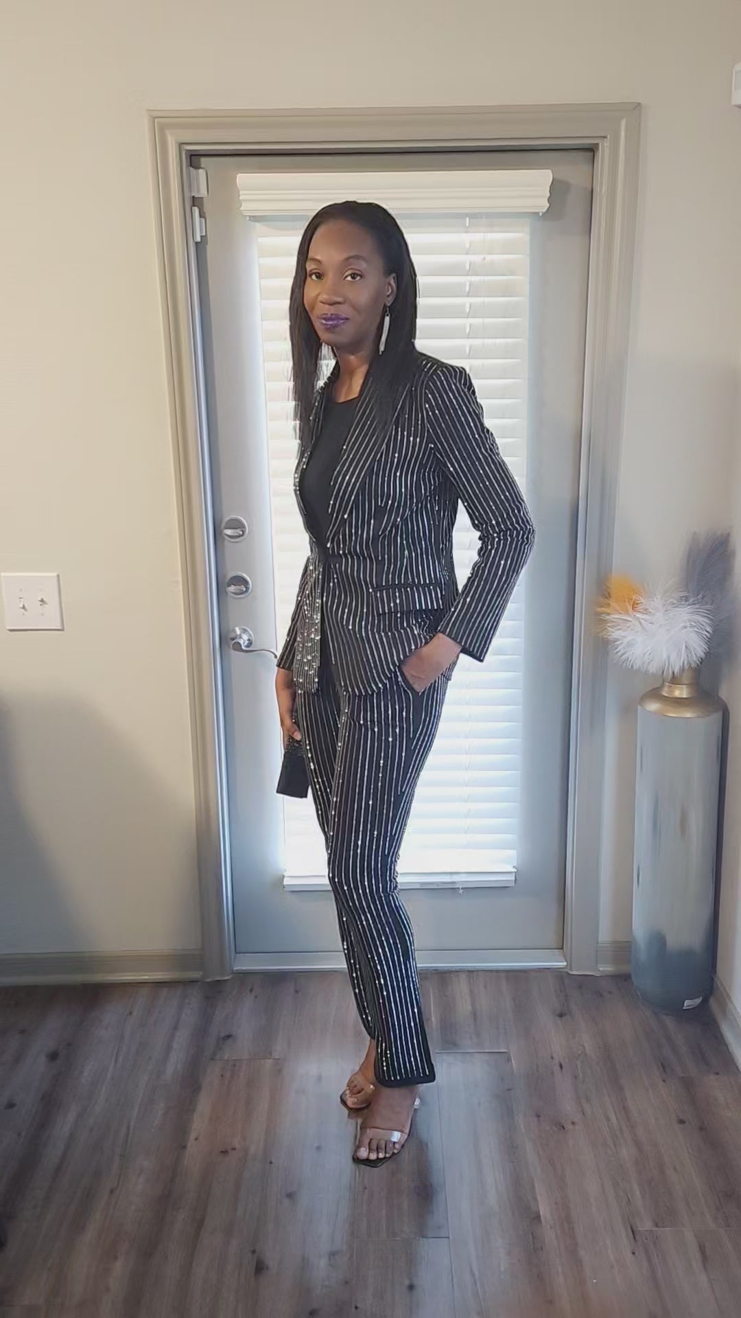 Positioned With Purpose Rhinestone Pinstripe Pants