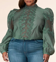 Load image into Gallery viewer, Peek A Boo Laced Blouse - Plus
